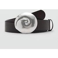Mango Leather Belt With Shell Buckle - Chocolate