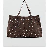Mango Stud Shopper Bag - Brown