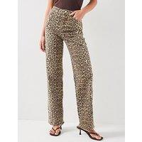 Vero Moda Leopard Print Jeans - Brown