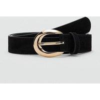 Mango Leather Belt With Oval Buckle - Black
