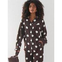 The Very Collection Women'S Oversized Polka Dot Shirt - Brown
