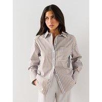 The Very Collection Women'S Oversized Stripe Shirt - White