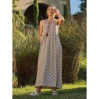 Fatface Elsa Woodblock Jersey Maxi Dress - Cream