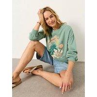 Fatface Alex Long Sleeve Embroidered Sweatshirt - Green