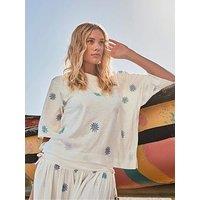 Fatface Kate Sun Tile Embroidered Top - Cream