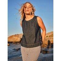 Fatface Dara Denim Sleeveless Blouse - Blue