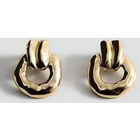 Mango Embossed Hoop Earrings - Gold