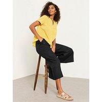 Fatface Anya Linen Crop Trousers - Black