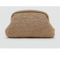 Mango Natural Fiber Clutch Bag - Beige
