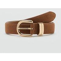 Mango Suede Leather Belt - Brown