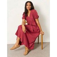 Fatface Remi Linen Midi Dress - Burgundy