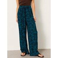 Fatface Melissa Batik Mono Palazzo Trousers - Teal