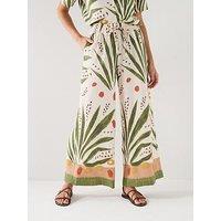 Jdy Nellie Palazzo Print Woven Trousers - Cream