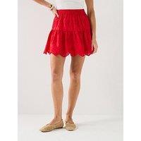 Pieces Vilde High Waisted Mini Skirt - Red