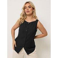 Yours Curve Elongated Waistcoat - Black