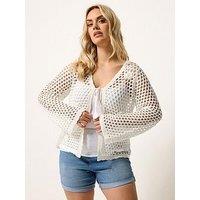 Yours Curve Flower Applique Shrug - White