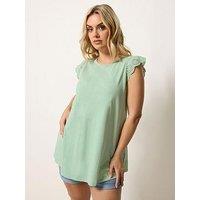 Yours Curve Broderie Frill Sleeve Vest