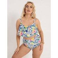 Yours Curve Tile Print Super High Waisted Bikini Briefs - White
