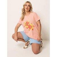 Yours Curve Placement Core T-Shirt - Orange