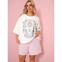 Yours Curve Placement Boxy T-Shirt - White