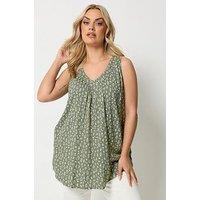 Yours Curve V-Neck Cami Top - Green