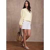 Mint Velvet Button Front Chino Shorts - Ivory