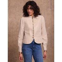 Mint Velvet Linen Poets Jacket - Cream