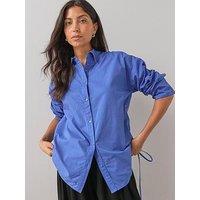 The Very Collection Ruched Side Detail Oversized Shirt - Blue