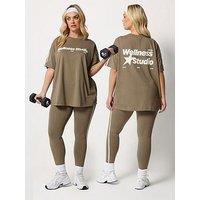 Yours Curve Wellness Studio Active T-Shirt - Brown