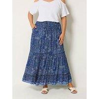 Yours Curve Tie Skirt - Blue