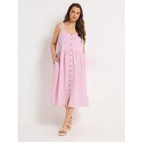 Yours Curve Linen Button Sundress - Pink