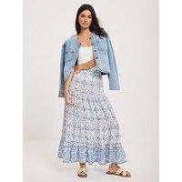 Mint Velvet Floral Print Maxi Skirt - Blue