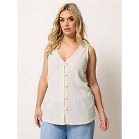 Yours Curve Textured Waistcoat - White