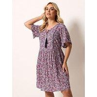 Yours Curve Desert Ditsy Print Dress - Pink