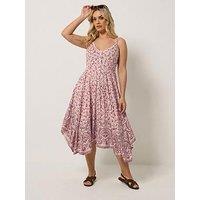 Yours Curve Hanky Hem Dress - Cream