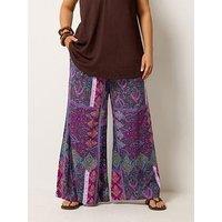 Yours Curve Shirred Waist Wide Leg Trousers 30" - Blue