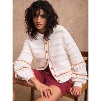 Mint Velvet Tassel Knit Cardigan - White