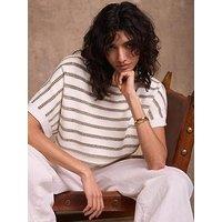 Mint Velvet Metallic Stripe Batwing Top - Gold