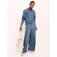 Mint Velvet Mid Indigo Scallop Denim Jean - Blue