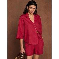 Mint Velvet Linen Drawstring Short - Red