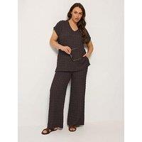 Yours Curve Bubble Top & Trouser Set - Brown