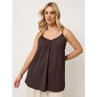 Yours Curve Gathered Swing Cami Top - Brown