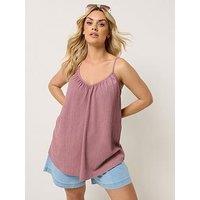 Yours Curve Gathered Swing Cami Top - Pink
