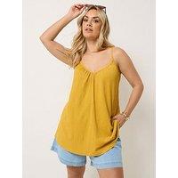 Yours Curve Gathered Swing Cami Top - Gold