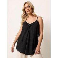 Yours Curve Gathered Swing Cami Top - Black
