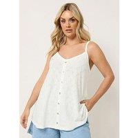 Yours Curve Anglaise Button Swing Vest - White