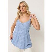Yours Curve Anglaise Button Swing Vest - Blue