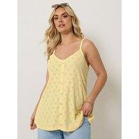 Yours Curve Anglaise Button Swing Vest - Yellow