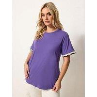 Yours Curve Trim T-Shirt - Purple