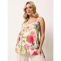 Yours Curve Floral Swing Vest - Ivory